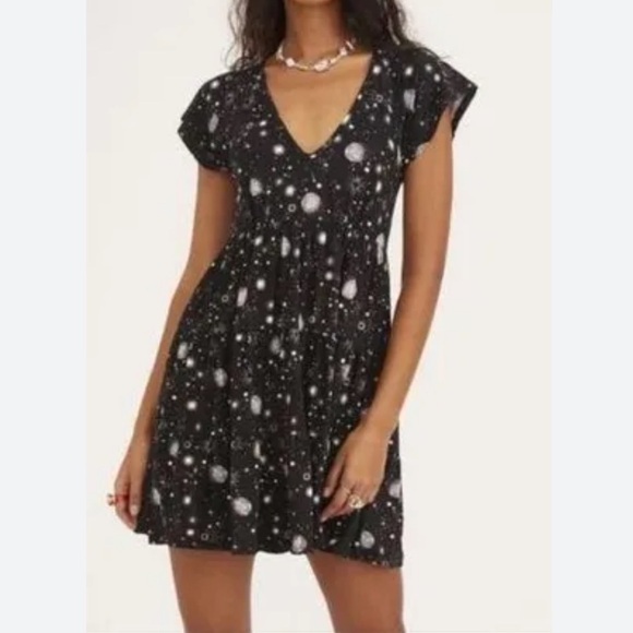 Urban Outfitters Black Starry Mini Dress - Picture 1 of 7